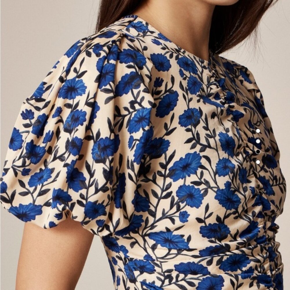 J. Crew Blue and White Floral Blouse